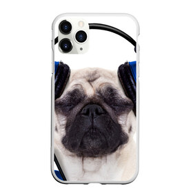 Чехол для iPhone 11 Pro матовый с принтом Мопс в наушниках в Тюмени, Силикон |  | дворняжка | домашние животные | любимец | мопс | пес | песик | питомец | собака | собачка