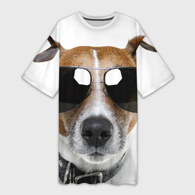 Платье-футболка 3D с принтом Джек Рассел в очках в Тюмени,  |  | волкодав | дворняжка | джек | джек рассел | домашние животные | любимец | мопс | овчарка | пес | песик | питомец | рассел | сенбернар | собака | собачка