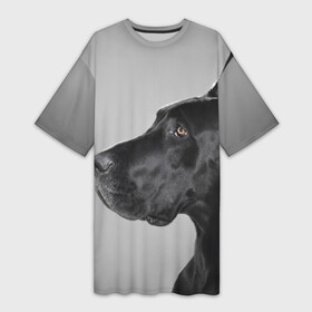 Платье-футболка 3D с принтом Черненый дог в Тюмени,  |  | волкодав | далматин | далматинец | дворняжка | джек | джек рассел | дог | домашние животные | любимец | мопс | овчарка | пес | песик | питомец | рассел | сенбернар | собака | собачка