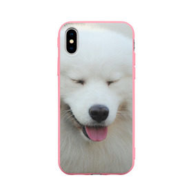 Чехол для Apple iPhone X силиконовый матовый с принтом Самоед в Тюмени, Силикон | Печать на задней стороне чехла, без боковой панели | далматин | лабрадор | любимец | овчарка | пес | питомец | самоед | собака | собачка | щенок