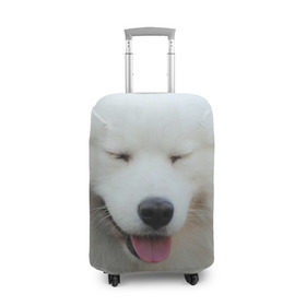 Чехол для чемодана 3D с принтом Самоед в Тюмени, 86% полиэфир, 14% спандекс | двустороннее нанесение принта, прорези для ручек и колес | далматин | лабрадор | любимец | овчарка | пес | питомец | самоед | собака | собачка | щенок