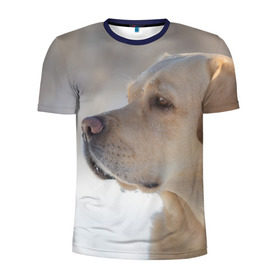 Мужская футболка 3D спортивная с принтом Лабрадор в Тюмени, 100% полиэстер с улучшенными характеристиками | приталенный силуэт, круглая горловина, широкие плечи, сужается к линии бедра | далматин | далматинец | дворняга | лабрадор | любимец | овчарка | пес | питомец | самоед | собака | собачка | щенок
