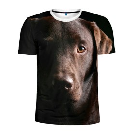 Мужская футболка 3D спортивная с принтом Лабрадор в Тюмени, 100% полиэстер с улучшенными характеристиками | приталенный силуэт, круглая горловина, широкие плечи, сужается к линии бедра | далматин | далматинец | дворняга | лабрадор | любимец | овчарка | пес | питомец | самоед | собака | собачка | щенок