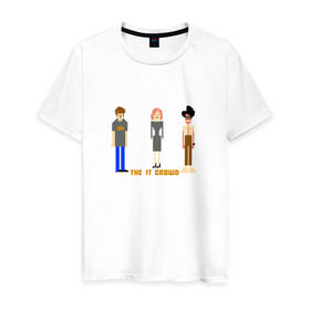 Мужская футболка хлопок с принтом The IT Crowd, Айтишники в Тюмени, 100% хлопок | прямой крой, круглый вырез горловины, длина до линии бедер, слегка спущенное плечо. | it | it crowd | админы | айтишники | компьютерщики