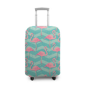Чехол для чемодана 3D с принтом flamingo в Тюмени, 86% полиэфир, 14% спандекс | двустороннее нанесение принта, прорези для ручек и колес | flamingo | абстракция | фламинго