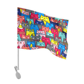 Флаг для автомобиля с принтом Котики в Тюмени, 100% полиэстер | Размер: 30*21 см | кошки | паттерн | разноцветный | яркий