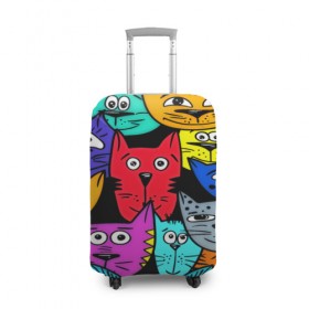Чехол для чемодана 3D с принтом Кот в Тюмени, 86% полиэфир, 14% спандекс | двустороннее нанесение принта, прорези для ручек и колес | кошки | паттерн | разноцветный | яркий