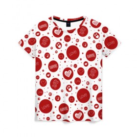 Женская футболка 3D с принтом Love в Тюмени, 100% полиэфир ( синтетическое хлопкоподобное полотно) | прямой крой, круглый вырез горловины, длина до линии бедер | 14 февраля | love | valentines day | влюбленные | любовь | сердце