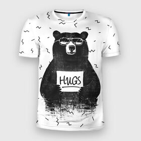 Мужская футболка 3D спортивная с принтом Bear Hugs в Тюмени, 100% полиэстер с улучшенными характеристиками | приталенный силуэт, круглая горловина, широкие плечи, сужается к линии бедра | animal | bear | beast | fashion | funny | hipster | hugs | nature | style | животное | зверь | медведь | мода | объятья | прикол | природа | стиль | хипстер