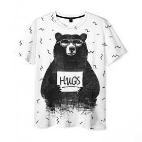Мужская футболка 3D с принтом Bear Hugs в Тюмени, 100% полиэфир | прямой крой, круглый вырез горловины, длина до линии бедер | animal | bear | beast | fashion | funny | hipster | hugs | nature | style | животное | зверь | медведь | мода | объятья | прикол | природа | стиль | хипстер