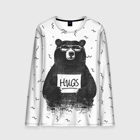 Мужской лонгслив 3D с принтом Bear Hugs в Тюмени, 100% полиэстер | длинные рукава, круглый вырез горловины, полуприлегающий силуэт | Тематика изображения на принте: animal | bear | beast | fashion | funny | hipster | hugs | nature | style | животное | зверь | медведь | мода | объятья | прикол | природа | стиль | хипстер