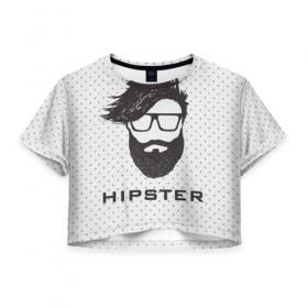 Женская футболка 3D укороченная с принтом Hipster в Тюмени, 100% полиэстер | круглая горловина, длина футболки до линии талии, рукава с отворотами | hair | hipster | man | волосы | мужчина | парень | прическа | хипстер