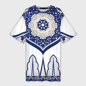 Платье-футболка 3D с принтом Гжель в Тюмени,  |  | Тематика изображения на принте: 2017 | абстракция | арт | дым | искуство | краски | новинки | радуга | узор | яркий