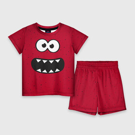 Детский костюм с шортами 3D с принтом Веселый монстрик в Тюмени,  |  | eye | funny | hell | monster | smile | глаз | домовой | зубастик | монстр | прикол | смайл | улыбка | черт