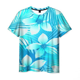 Мужская футболка 3D с принтом Tropical Flower в Тюмени, 100% полиэфир | прямой крой, круглый вырез горловины, длина до линии бедер | flower | паттерн | цветы | яркий