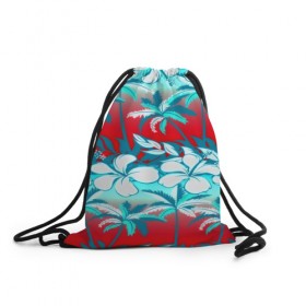 Рюкзак-мешок 3D с принтом Tropical Fashion в Тюмени, 100% полиэстер | плотность ткани — 200 г/м2, размер — 35 х 45 см; лямки — толстые шнурки, застежка на шнуровке, без карманов и подкладки | flower | пальмы | паттерн | цветы