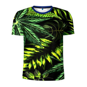 Мужская футболка 3D спортивная с принтом Листья в Тюмени, 100% полиэстер с улучшенными характеристиками | приталенный силуэт, круглая горловина, широкие плечи, сужается к линии бедра | зеленый | листва | паттерн