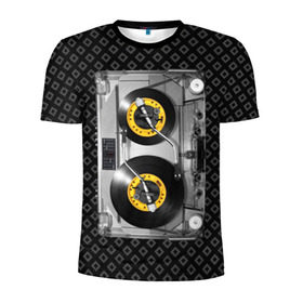 Мужская футболка 3D спортивная с принтом DJ Tape в Тюмени, 100% полиэстер с улучшенными характеристиками | приталенный силуэт, круглая горловина, широкие плечи, сужается к линии бедра | dj | equalizer | music | retro | sound | tape | диджей | кассета | меломан | музыка | пленка | ретро | эквалайзер
