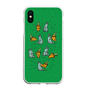 Чехол для iPhone XS Max матовый с принтом Боевая морковь в Тюмени, Силикон | Область печати: задняя сторона чехла, без боковых панелей | Тематика изображения на принте: animal | beast | karate | nature | rabbit | vegan | битва | бой | веган | вегетарианец | животное | зайка | зайчик | заяц | зверь | карате | кролик | морковь | овощ | природа