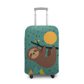 Чехол для чемодана 3D с принтом Довольный ленивец в Тюмени, 86% полиэфир, 14% спандекс | двустороннее нанесение принта, прорези для ручек и колес | Тематика изображения на принте: animal | art | bear | beast | nature | sun | арт | животное | зверь | лето | медведь | мишка | природа | солнце