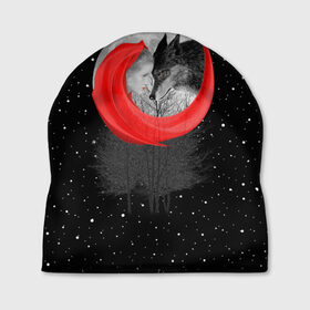 Шапка 3D с принтом Красная шапочка в Тюмени, 100% полиэстер | универсальный размер, печать по всей поверхности изделия | animal | beast | girl | moon | rage | roar | space | star | wolf | волк | девушка | животное | зверь | космос | красная | луна | рык | сказка | шапочка | ярость