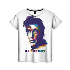 Женская футболка 3D с принтом Al Pacino в Тюмени, 100% полиэфир ( синтетическое хлопкоподобное полотно) | прямой крой, круглый вырез горловины, длина до линии бедер | актёр | аль пачино | артист | звезда | кино | киноактёр | кинозвезда | кинофильм | роль