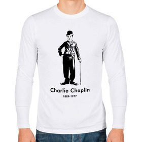 Мужской лонгслив хлопок с принтом Чарли Чаплин в Тюмени, 100% хлопок |  | 