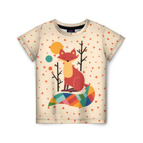Детская футболка 3D с принтом Осенняя лисичка в Тюмени, 100% гипоаллергенный полиэфир | прямой крой, круглый вырез горловины, длина до линии бедер, чуть спущенное плечо, ткань немного тянется | Тематика изображения на принте: animal | beast | cat | fox | kitty | nature | orange | животное | зверь | кот | котик | кошка | лиса | лисичка | оранжевая | осень | природа