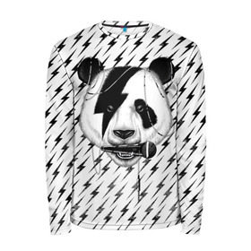 Мужской лонгслив 3D с принтом Панда вокалист в Тюмени, 100% полиэстер | длинные рукава, круглый вырез горловины, полуприлегающий силуэт | animal | bear | beast | metal | music | nature | panda | rock | sound | vocal | вокал | животное | зверь | звук | медведь | меломан | метал | мишка | музыка | панда | природа | рок