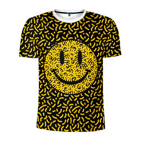 Мужская футболка 3D спортивная с принтом Радостный смайл в Тюмени, 100% полиэстер с улучшенными характеристиками | приталенный силуэт, круглая горловина, широкие плечи, сужается к линии бедра | Тематика изображения на принте: funny | joke | smile | радость | смайл | смех | улыбка | шутка