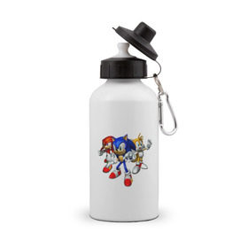 Бутылка спортивная с принтом Sonic в Тюмени, металл | емкость — 500 мл, в комплекте две пластиковые крышки и карабин для крепления | games | sonic | игры | соник