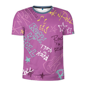Мужская футболка 3D спортивная с принтом Rock`n`Roll в Тюмени, 100% полиэстер с улучшенными характеристиками | приталенный силуэт, круглая горловина, широкие плечи, сужается к линии бедра | веселые | новинки | подарок | популярные | прикольные | яркие