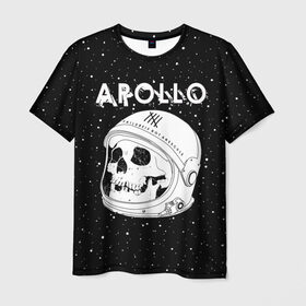Мужская футболка 3D с принтом Apollo в Тюмени, 100% полиэфир | прямой крой, круглый вырез горловины, длина до линии бедер | bone | cosmic | cosmos | galaxy | planet | skelet | skull | space | star | universe | аполло | астронавт | вселенная | галактика | звезды | космонавт | космос | кости | планета | скелет | череп