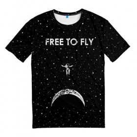 Мужская футболка 3D с принтом Free to Fly в Тюмени, 100% полиэфир | прямой крой, круглый вырез горловины, длина до линии бедер | astronaut | cosmic | cosmonaut | cosmos | fly | galaxy | planet | space | star | universe | астронавт | вселенная | галактика | звезды | космонавт | космос | планета | полет