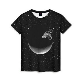 Женская футболка 3D с принтом Астронавт байкер в Тюмени, 100% полиэфир ( синтетическое хлопкоподобное полотно) | прямой крой, круглый вырез горловины, длина до линии бедер | astronaut | cosmonaut | cosmos | galaxy | moto | planet | space | star | universe | астронавт | байкер | вселенная | галактика | звезды | космонавт | космос | луна | мотоцикл | планета