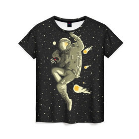 Женская футболка 3D с принтом Атака метеоров в Тюмени, 100% полиэфир ( синтетическое хлопкоподобное полотно) | прямой крой, круглый вырез горловины, длина до линии бедер | astronaut | cosmonaut | cosmos | galaxy | meteor | planet | space | star | universe | астронавт | вселенная | галактика | гравитация | звезды | космонавт | космос | метеор | планета
