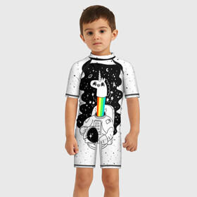 Детский купальный костюм 3D с принтом Единорог астронавт в Тюмени, Полиэстер 85%, Спандекс 15% | застежка на молнии на спине | astronaut | cosmonaut | cosmos | galaxy | planet | space | star | universe | астронавт | бесконечность | вселенная | галактика | единорог | звезды | космонавт | космос | планета