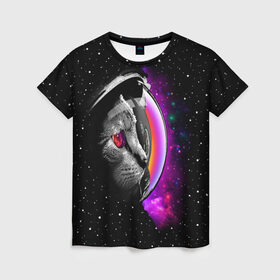Женская футболка 3D с принтом Космический кот в Тюмени, 100% полиэфир ( синтетическое хлопкоподобное полотно) | прямой крой, круглый вырез горловины, длина до линии бедер | astronaut | cat | cosmonaut | cosmos | galaxy | kitty | space | universe | астронавт | вселенная | галактика | звезды | космонавт | космос | кот | котик | кошка