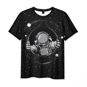 Мужская футболка 3D с принтом Черная дыра в Тюмени, 100% полиэфир | прямой крой, круглый вырез горловины, длина до линии бедер | astronaut | cosmonaut | cosmos | galaxy | meteor | moon | planet | space | star | universe | астронавт | бесконечность | вселенная | галактика | космонавт | космос | черная дыра