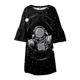 Детское платье 3D с принтом Черная дыра в Тюмени, 100% полиэстер | прямой силуэт, чуть расширенный к низу. Круглая горловина, на рукавах — воланы | astronaut | cosmonaut | cosmos | galaxy | meteor | moon | planet | space | star | universe | астронавт | бесконечность | вселенная | галактика | космонавт | космос | черная дыра