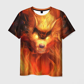 Мужская футболка 3D с принтом Fire Wolf в Тюмени, 100% полиэфир | прямой крой, круглый вырез горловины, длина до линии бедер | league of legends | lol | warwick | wolf | варвик | волк | лига легенд | лол