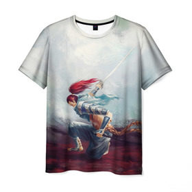 Мужская футболка 3D с принтом Ясуо в Тюмени, 100% полиэфир | прямой крой, круглый вырез горловины, длина до линии бедер | league of legends | lol | yasuo | лига легенд | лол | ясуо