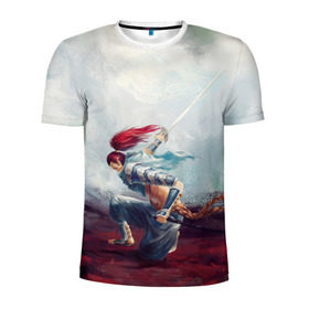 Мужская футболка 3D спортивная с принтом Ясуо в Тюмени, 100% полиэстер с улучшенными характеристиками | приталенный силуэт, круглая горловина, широкие плечи, сужается к линии бедра | league of legends | lol | yasuo | лига легенд | лол | ясуо