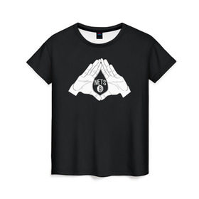 Женская футболка 3D с принтом Бруклин в Тюмени, 100% полиэфир ( синтетическое хлопкоподобное полотно) | прямой крой, круглый вырез горловины, длина до линии бедер | brooklyn | nba | nets | йорк | нба | нью