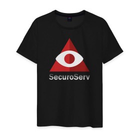 Мужская футболка хлопок с принтом SecuroServ в Тюмени, 100% хлопок | прямой крой, круглый вырез горловины, длина до линии бедер, слегка спущенное плечо. | auto | grand | gta | theft | гта