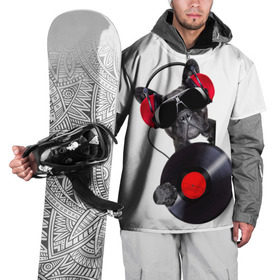 Накидка на куртку 3D с принтом DJ бульдог в Тюмени, 100% полиэстер |  | бульдог | винил | диджей | музыка | наушники | очки | пёс | пластинка | собака | юмор