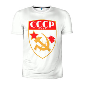 Мужская футболка 3D спортивная с принтом СССР в Тюмени, 100% полиэстер с улучшенными характеристиками | приталенный силуэт, круглая горловина, широкие плечи, сужается к линии бедра | ussr | гвоздика | звезда | серп и молот | советский союз | щит