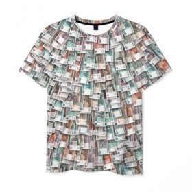 Мужская футболка 3D с принтом Российские деньги в Тюмени, 100% полиэфир | прямой крой, круглый вырез горловины, длина до линии бедер | Тематика изображения на принте: бабки | бабло | банк | банкнота | богатство | бумажный | купюры | куча | рубль
