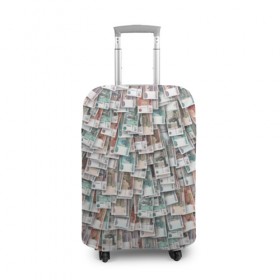 Чехол для чемодана 3D с принтом Российские деньги в Тюмени, 86% полиэфир, 14% спандекс | двустороннее нанесение принта, прорези для ручек и колес | бабки | бабло | банк | банкнота | богатство | бумажный | купюры | куча | рубль