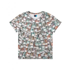 Детская футболка 3D с принтом Российские деньги в Тюмени, 100% гипоаллергенный полиэфир | прямой крой, круглый вырез горловины, длина до линии бедер, чуть спущенное плечо, ткань немного тянется | Тематика изображения на принте: бабки | бабло | банк | банкнота | богатство | бумажный | купюры | куча | рубль